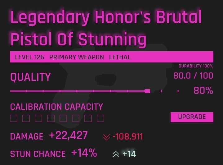 Legendary Primary Weapon Lv.126 Stun+14 Lethal